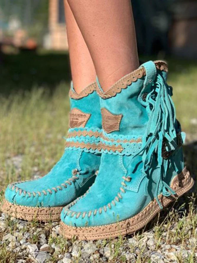 Liliana | Boho Cowboy Ankle Boots with Playful Fringes