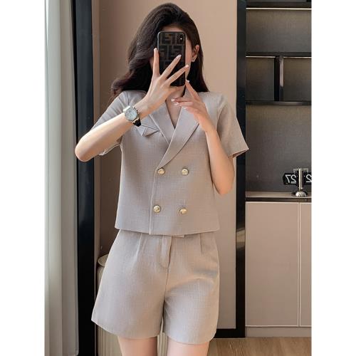 Desha | Two-Piece Cropped Blazer Set with Shorts