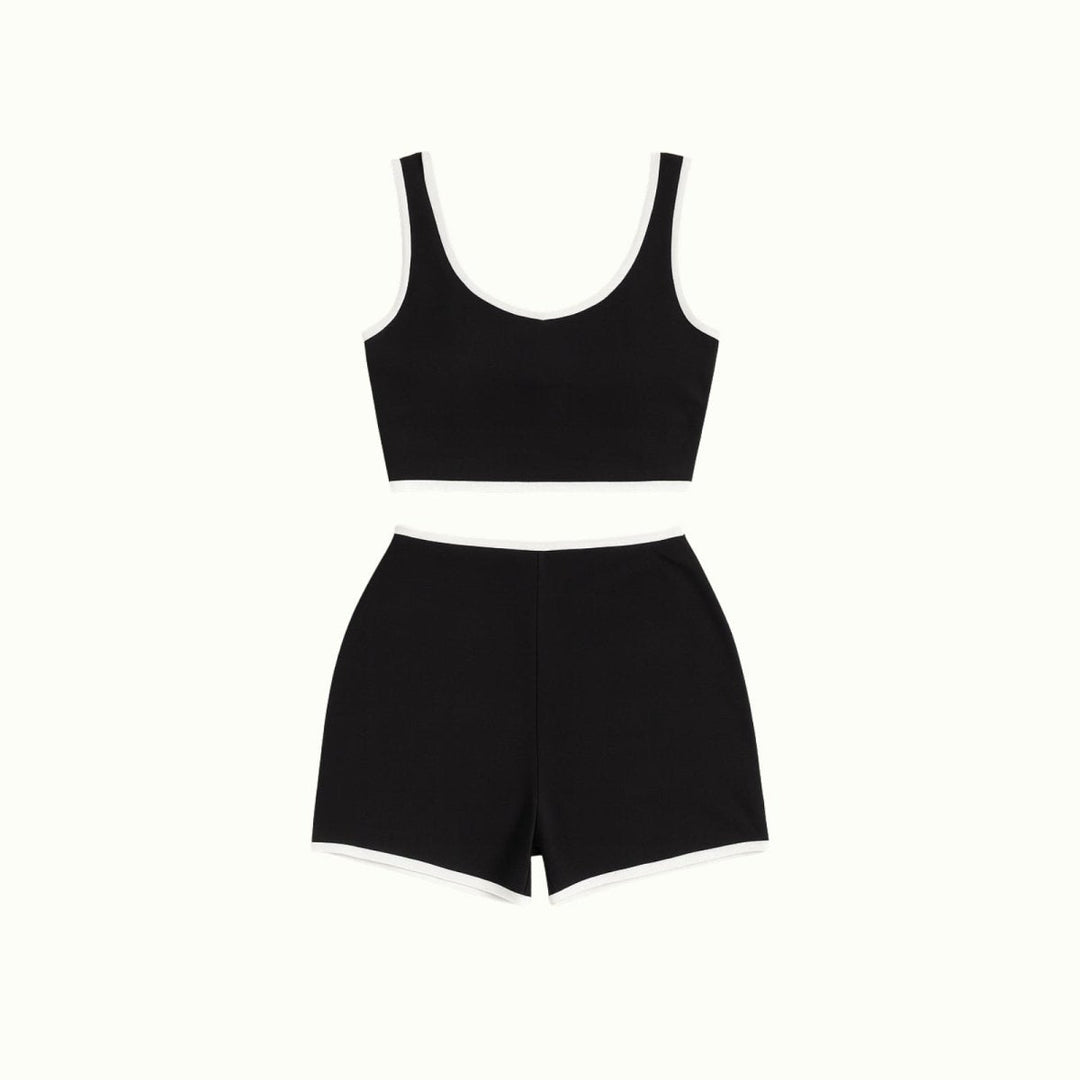 Sporty Black Women's Co-Ord Set with Crop Top and Shorts