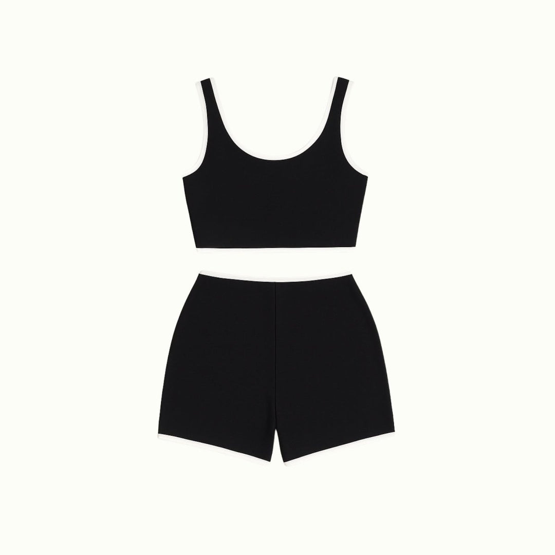 Sporty Black Women's Co-Ord Set with Crop Top and Shorts
