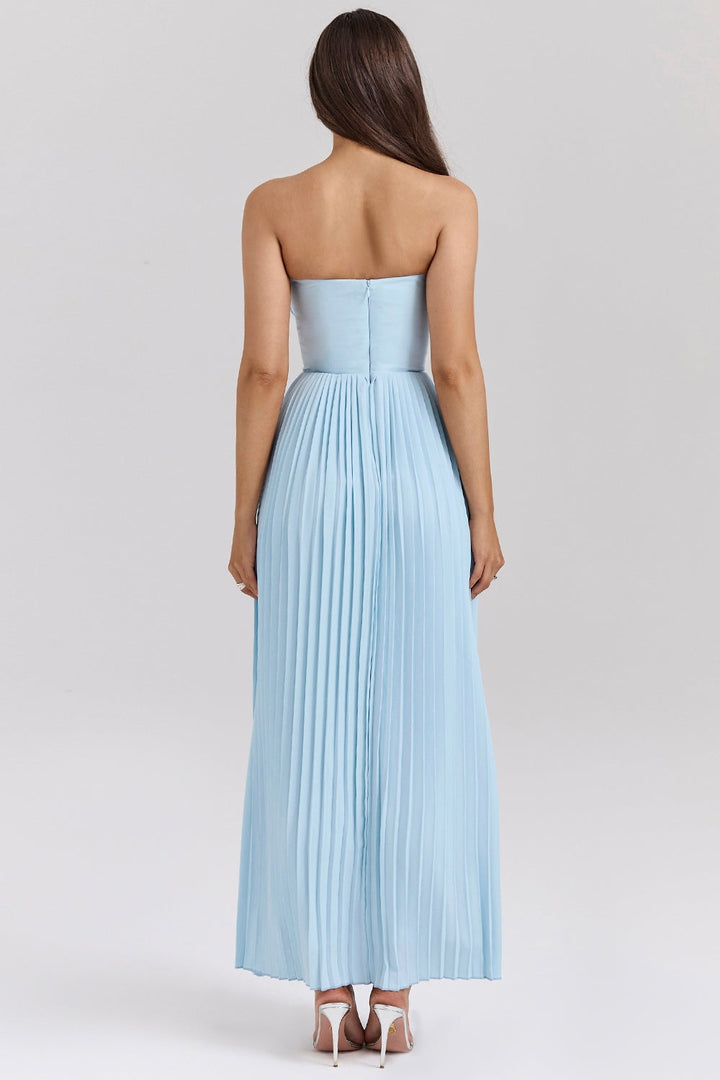 Yorie | Gala Dress Strapless Pleated Evening Dress with Corset Detail