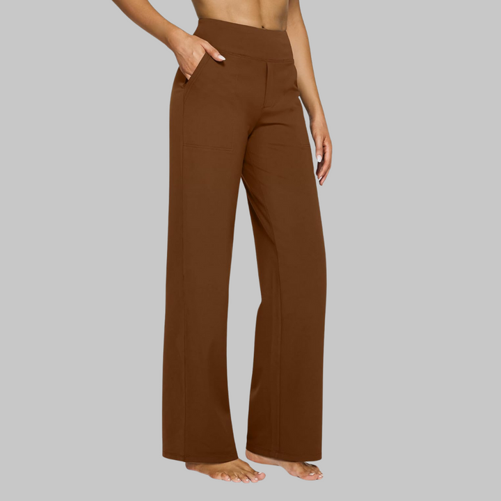 Soft Stretch Pants with High Waist and Wide Legs for Women