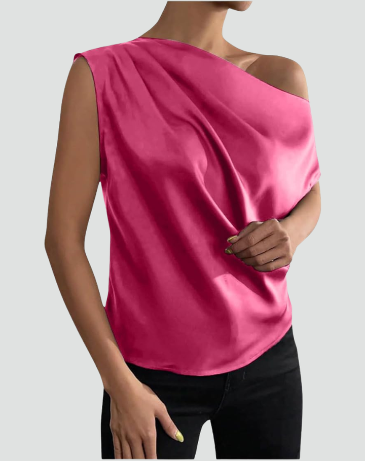 Beige Luxury Women's One Shoulder Blouse