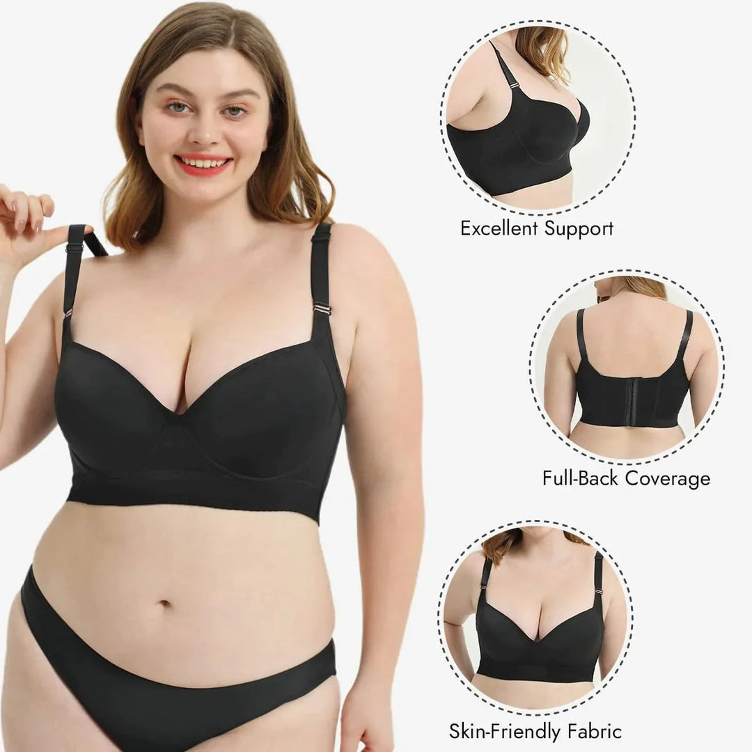 Women's Shaping Bra with Adjustable Straps and Wide Back Closure