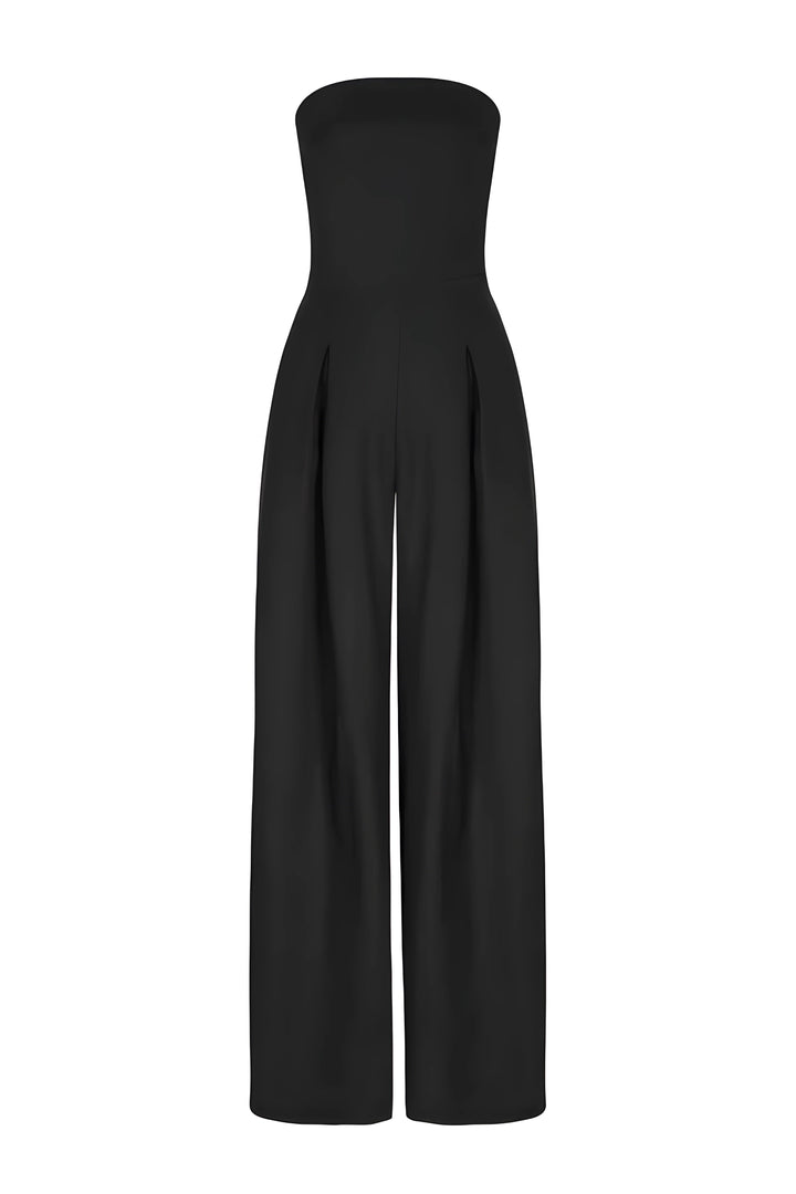 Chic Women's Strapless Jumpsuit with Wide Legs and High Waist