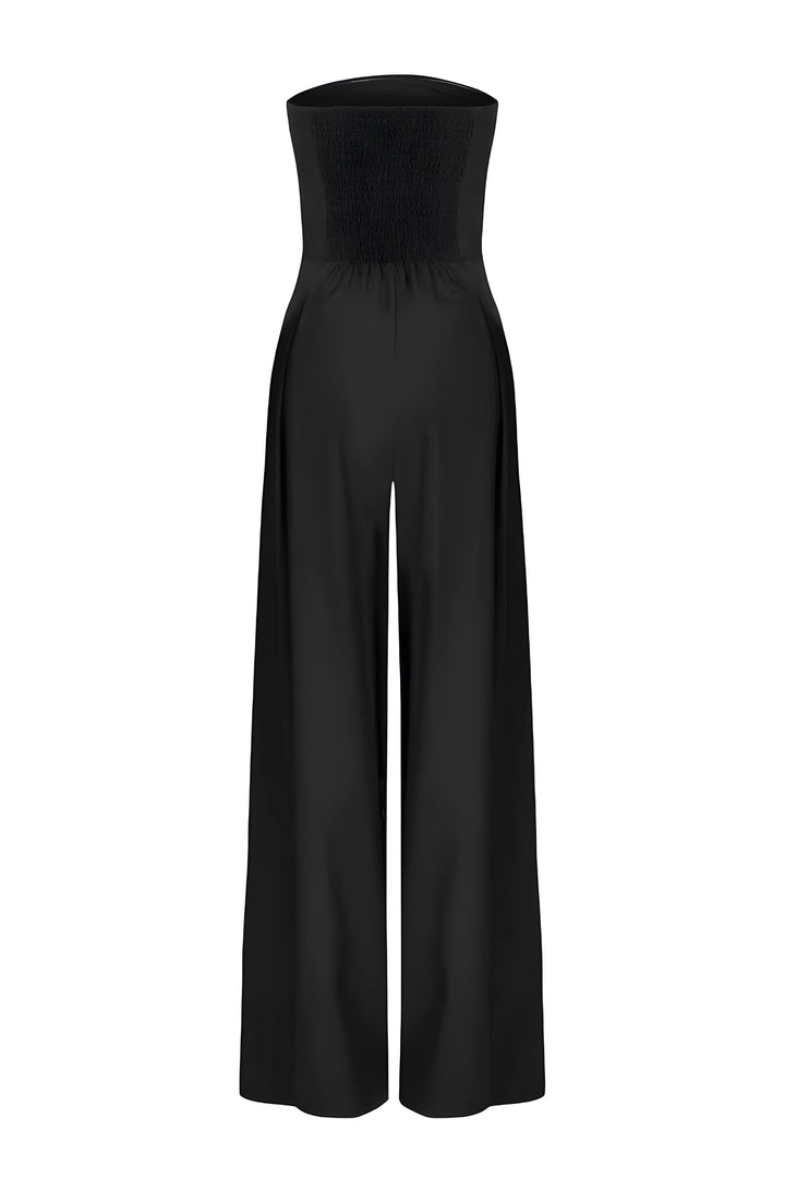 Chic Women's Strapless Jumpsuit with Wide Legs and High Waist