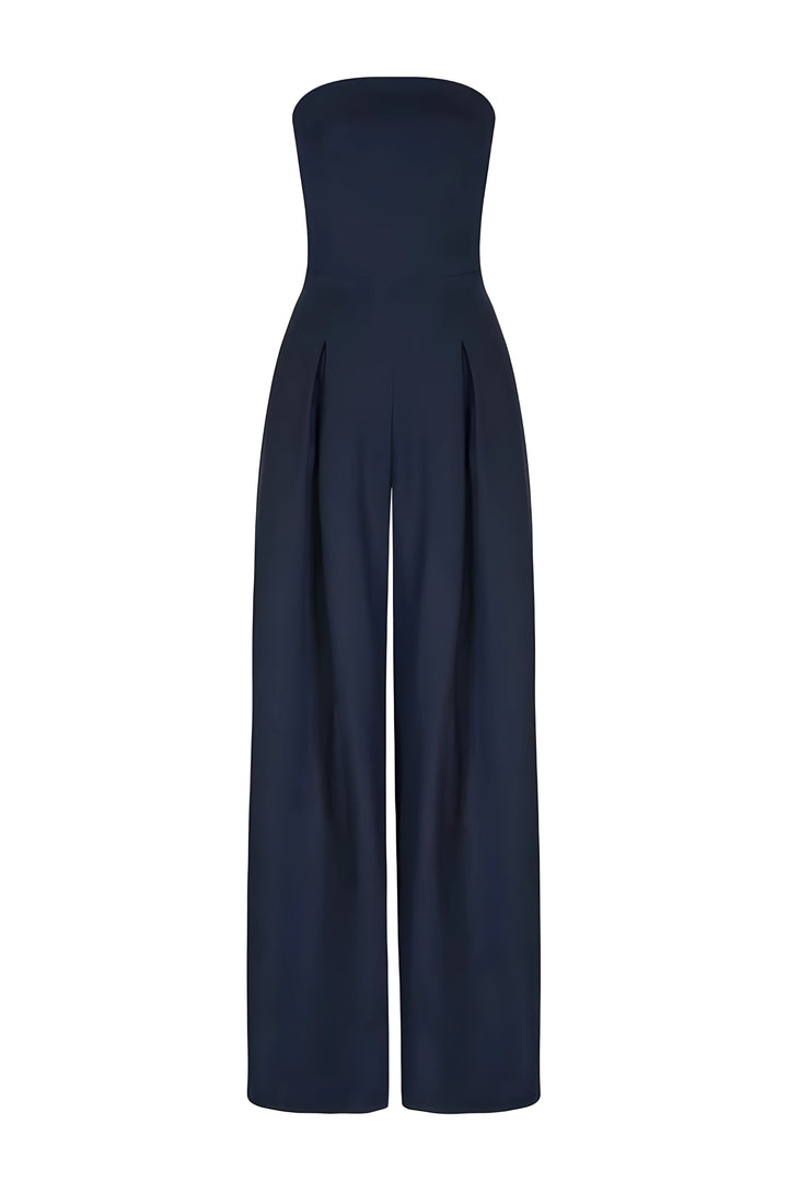 Chic Women's Strapless Jumpsuit with Wide Legs and High Waist