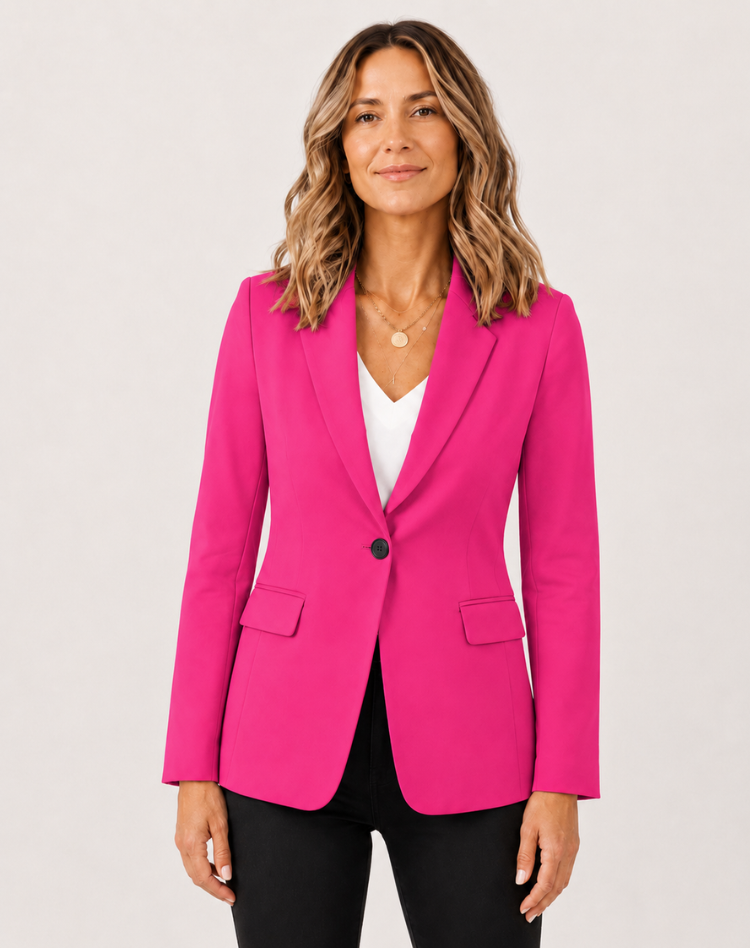 Women's Elegant Blazer With Tailored Fit And Lapel Collar