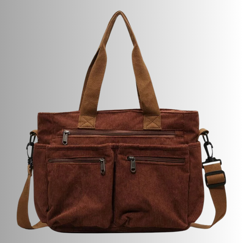 Trendy Corduroy Women's Shoulder Bag with Multiple Compartments