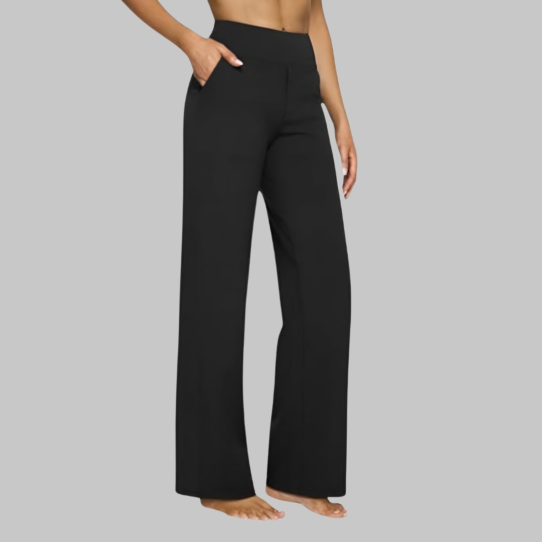 Soft Stretch Pants with High Waist and Wide Legs for Women