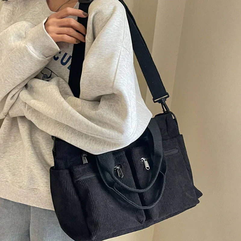 Lorenza | Corduroy Shoulder Bag with Multifunctional Pockets