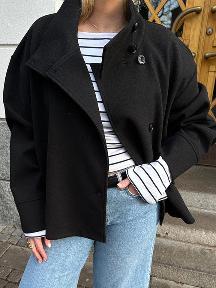 Trendy Women's Winter Peacoat with Collar and Short Length