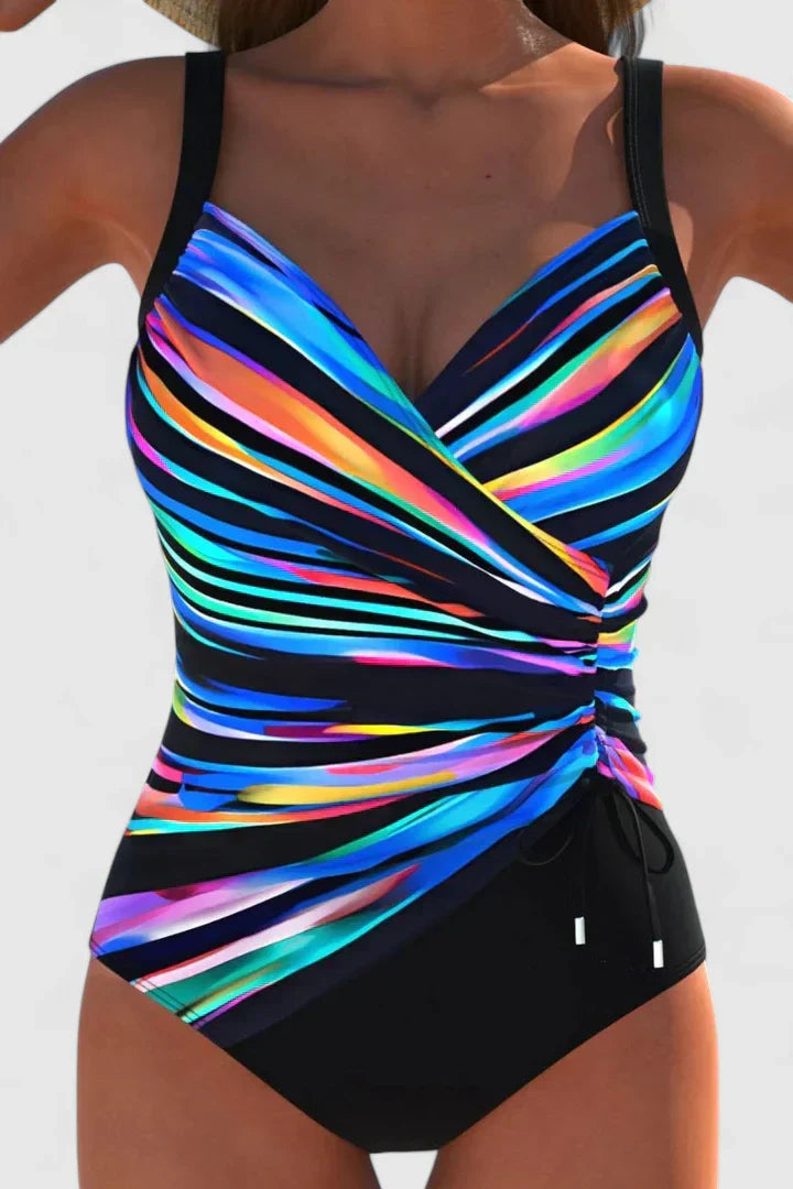 Summer Women's Swimsuit with Wrap Neckline and Fitted Fit