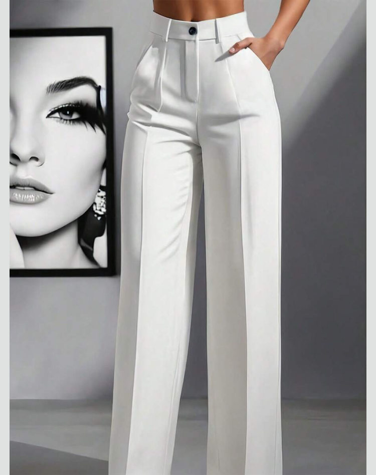 Elegant High-Waisted Women's Trousers with Wide Legs