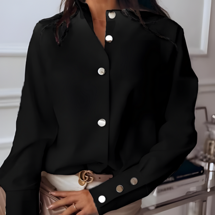 Women's Luxury Blouse With High Neck And Long Sleeves