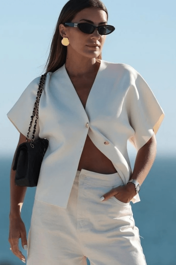 Stylish Airy Top for Women with V-Neck and Buttons