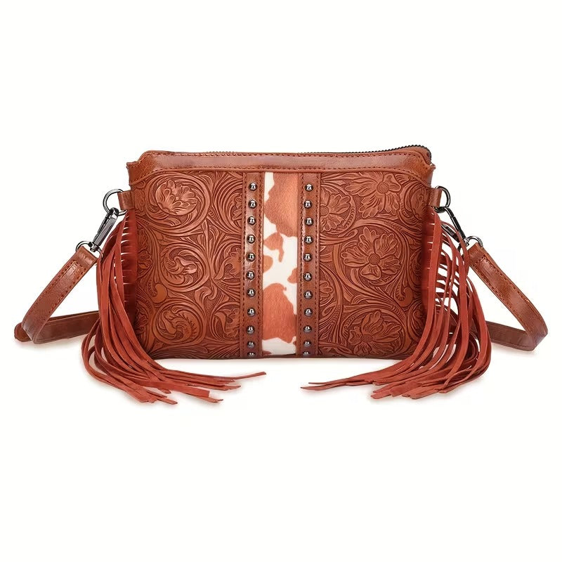 Lyda | Western Shoulder Bag with Engraved Floral Pattern
