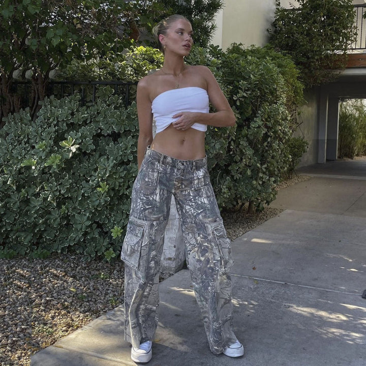 Anni | Utility Cargo Pants with Camo Print