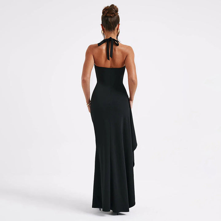 Laci | Evening gala dress with deep neckline and dramatic slit