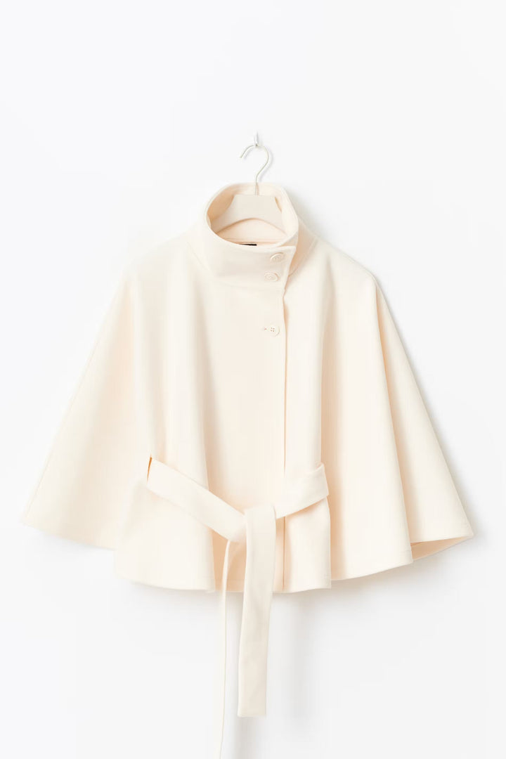 Elegant Chic Women's Coat with Belt and High Collar