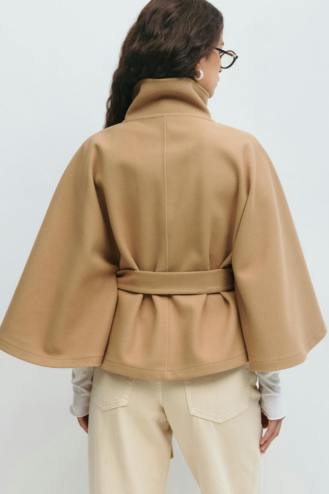 Elegant Chic Women's Coat with Belt and High Collar