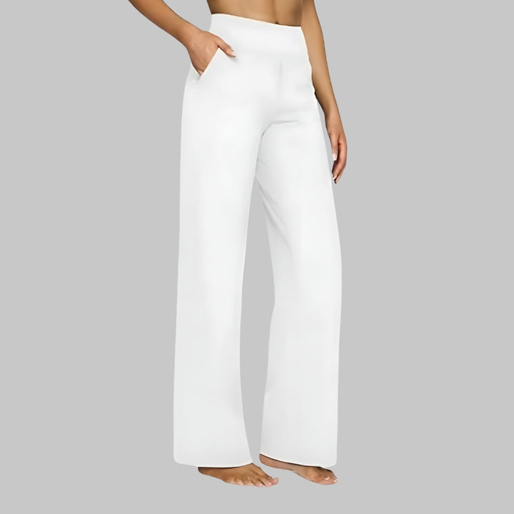 Soft Stretch Pants with High Waist and Wide Legs for Women