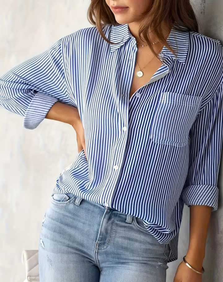 Striped blouse for women | buttons and long sleeve