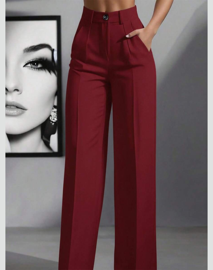Elegant High-Waisted Women's Trousers with Wide Legs