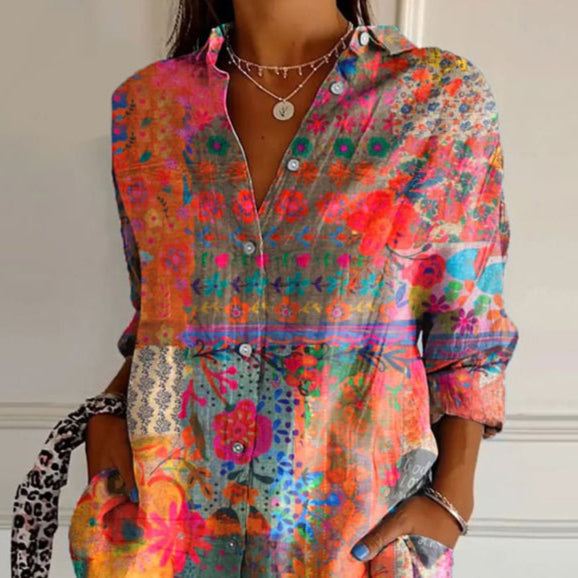 Toria | Colorful Tunic Blouse with Boho Print