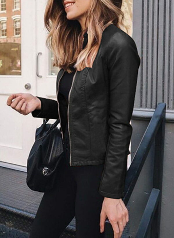 Fitted Leather Jacket for Women