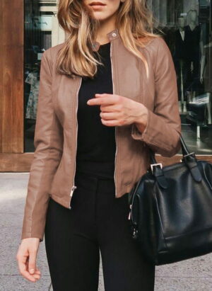Fitted Leather Jacket for Women