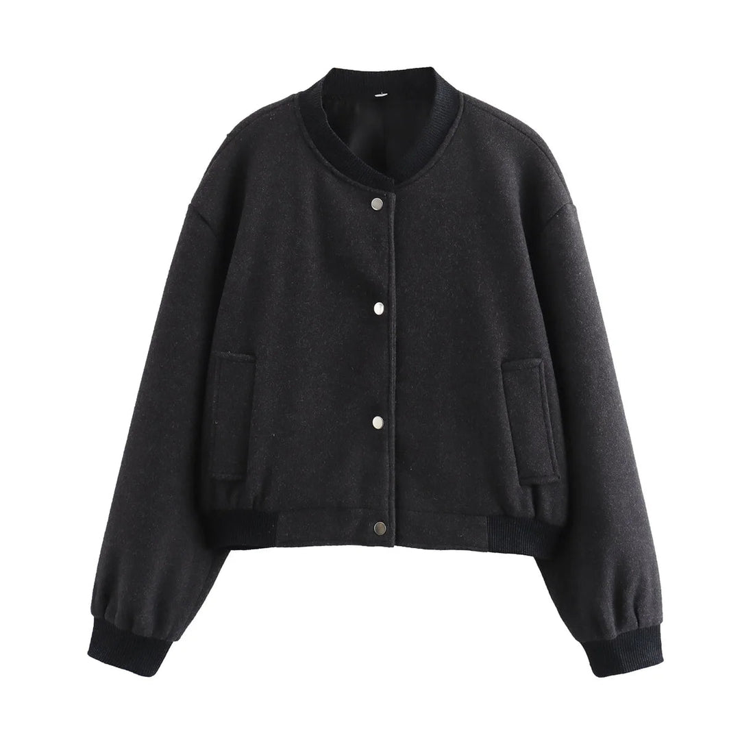 Stylish Modern Women's Bomber Jacket with Snap Buttons