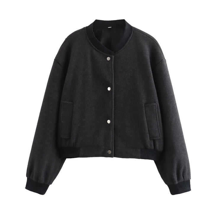Stylish Modern Women's Bomber Jacket with Snap Buttons