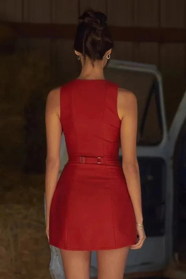 Summer Bodycon Mini Dress for Women with Button Closure