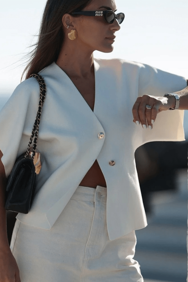 Stylish Airy Top for Women with V-Neck and Buttons