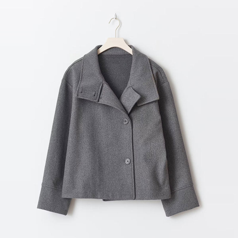 Trendy Women's Winter Peacoat with Collar and Short Length