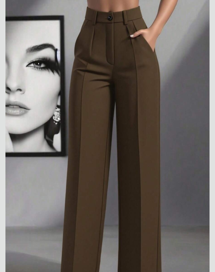 Elegant High-Waisted Women's Trousers with Wide Legs