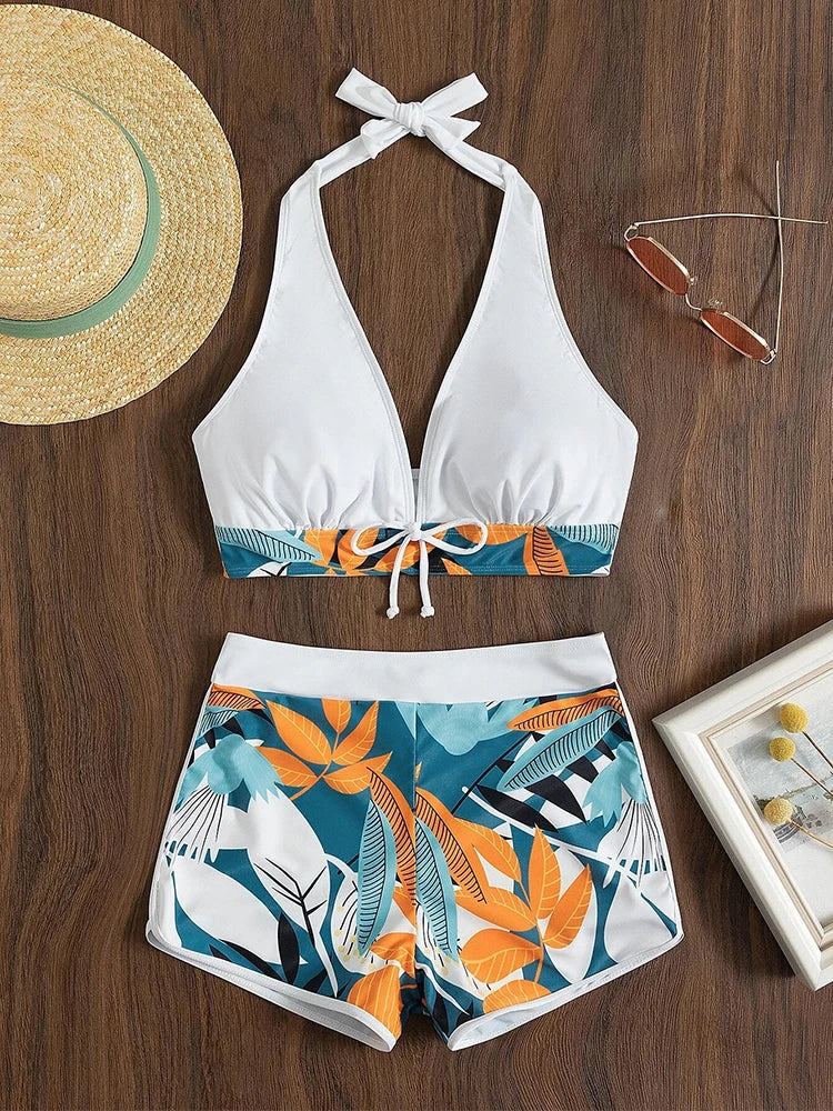Amara | Sporty Halter Bikini with Shorts