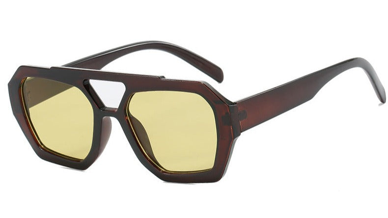 Brown with yellow lenses