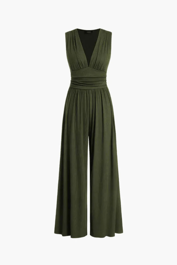 Elegant Women's Jumpsuit with V-Neck and Wide Legs