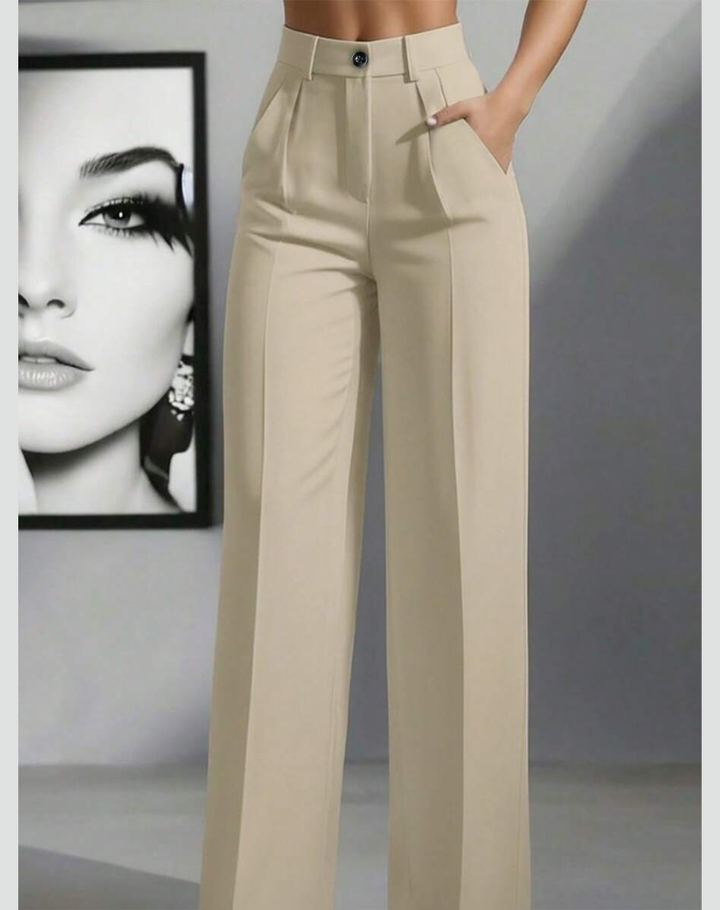 Elegant High-Waisted Women's Trousers with Wide Legs