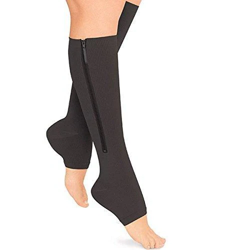 Soft Elastic Women's Compression Stockings with Zipper and Support Function