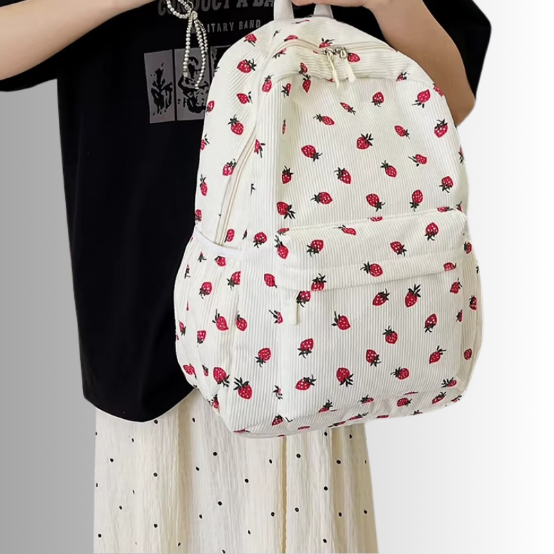 Genni | Backpack with Strawberry Print
