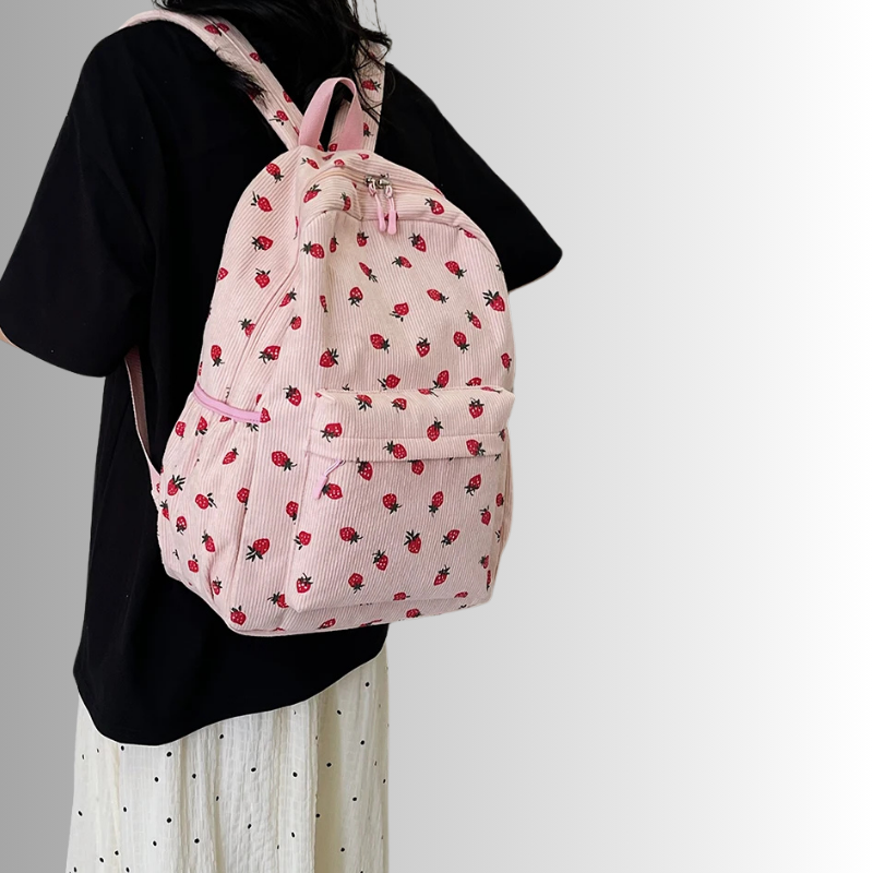 Genni | Backpack with Strawberry Print