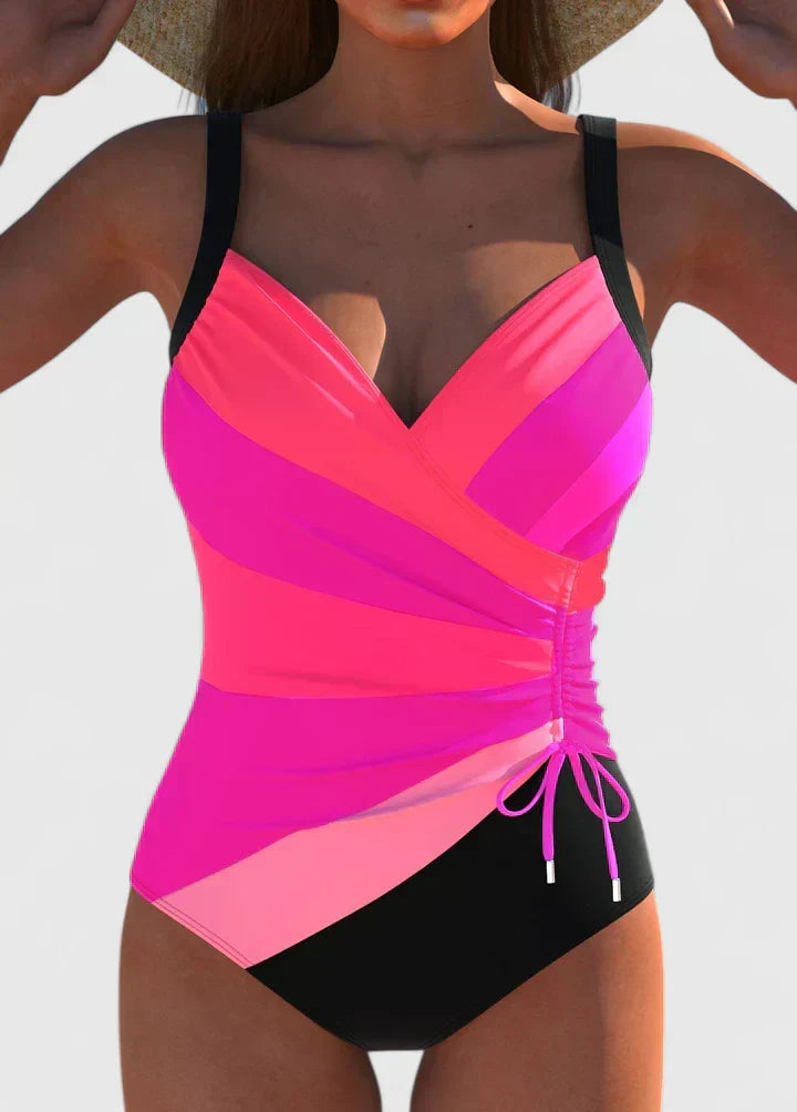 Summer Women's Swimsuit with Wrap Neckline and Fitted Fit
