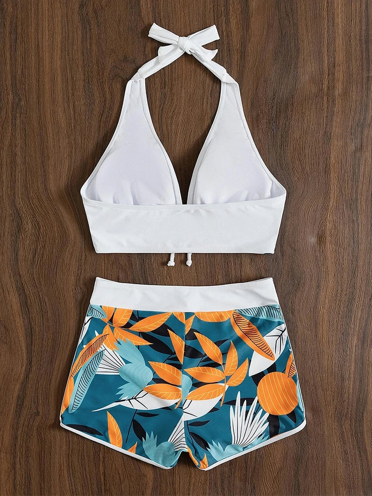Amara | Sporty Halter Bikini with Shorts