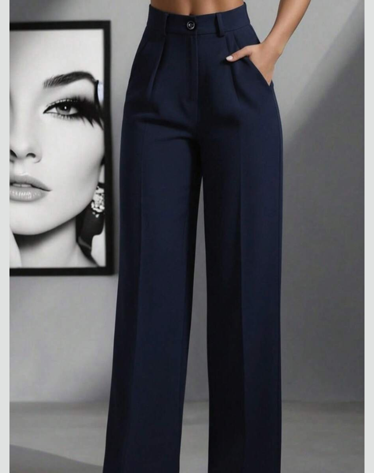 Elegant High-Waisted Women's Trousers with Wide Legs