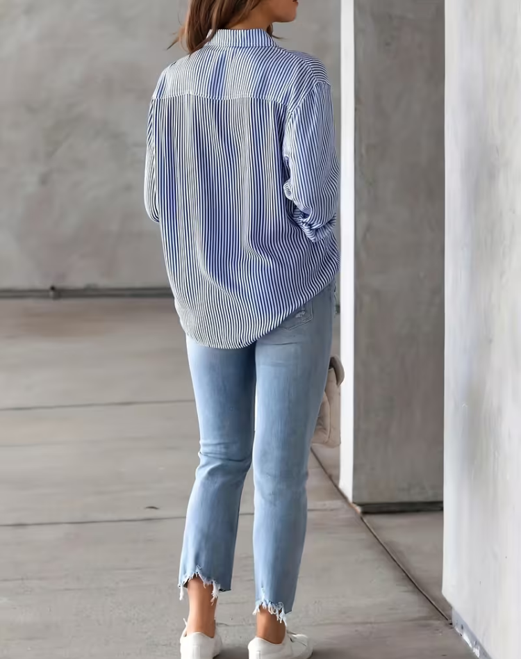 Striped blouse for women | buttons and long sleeve