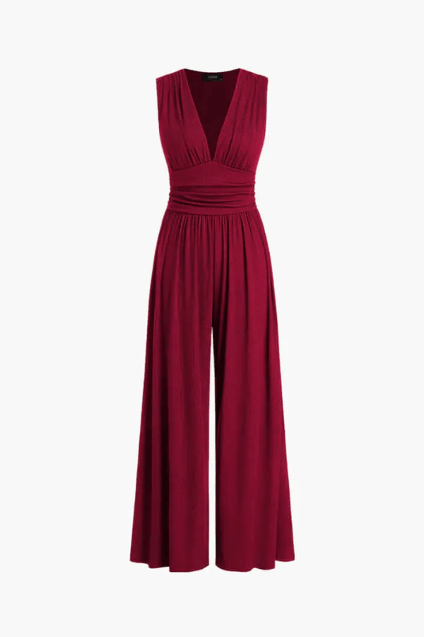 Elegant Women's Jumpsuit with V-Neck and Wide Legs
