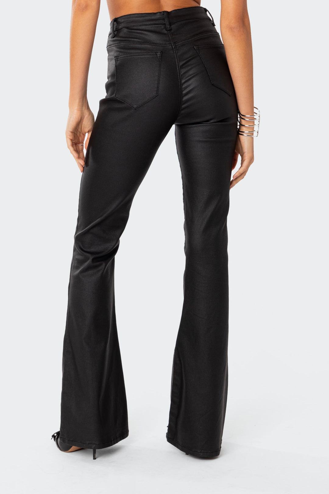 Lisa | Skinny Fit Leather Flare Jeans